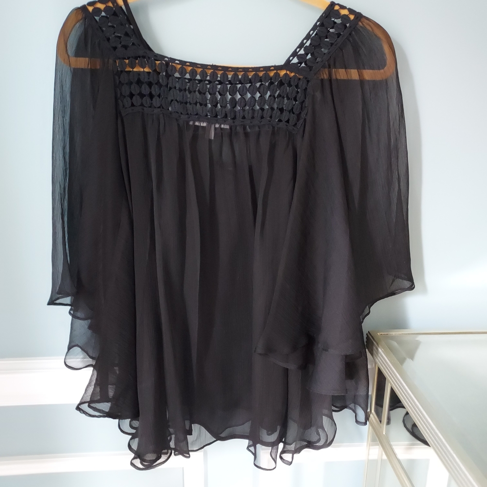 Elegant Black Sheer Women's Top